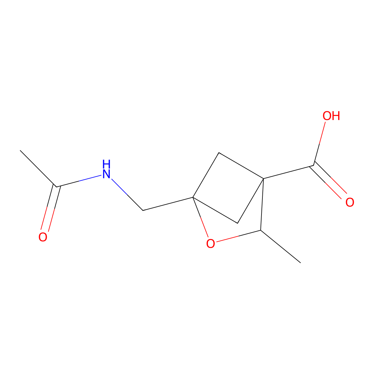 1-(Acetamidomethyl)-3-methyl-2-oxabicyclo[2.1.1]hexane-4-carboxylic acid molecular structure, CAS 2680859-56-5