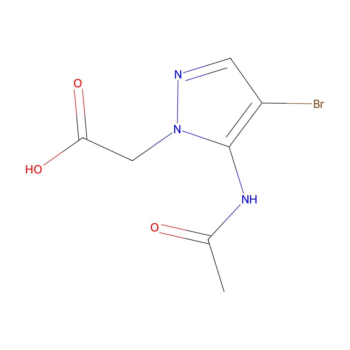 2-(4-bromo-5-acetamido-1H-pyrazol-1-yl)acetic acid molecular structure, CAS 2680859-57-6