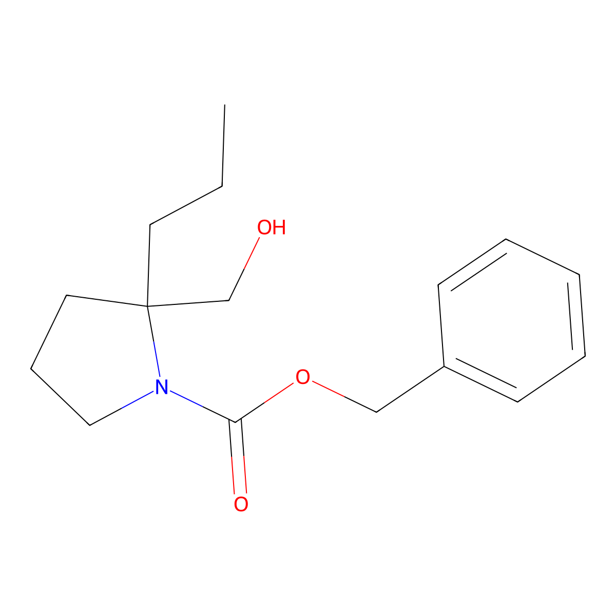 Benzyl 2-(hydroxymethyl)-2-propylpyrrolidine-1-carboxylate molecular structure, CAS 2680859-58-7