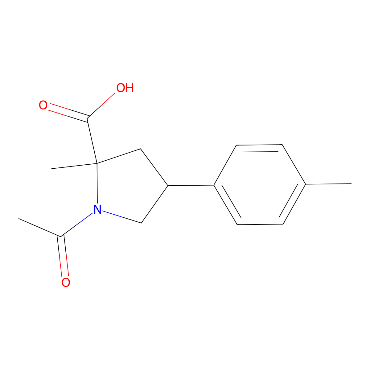 1-Acetyl-2-methyl-4-(4-methylphenyl)pyrrolidine-2-carboxylic acid molecular structure, CAS 2680859-61-2