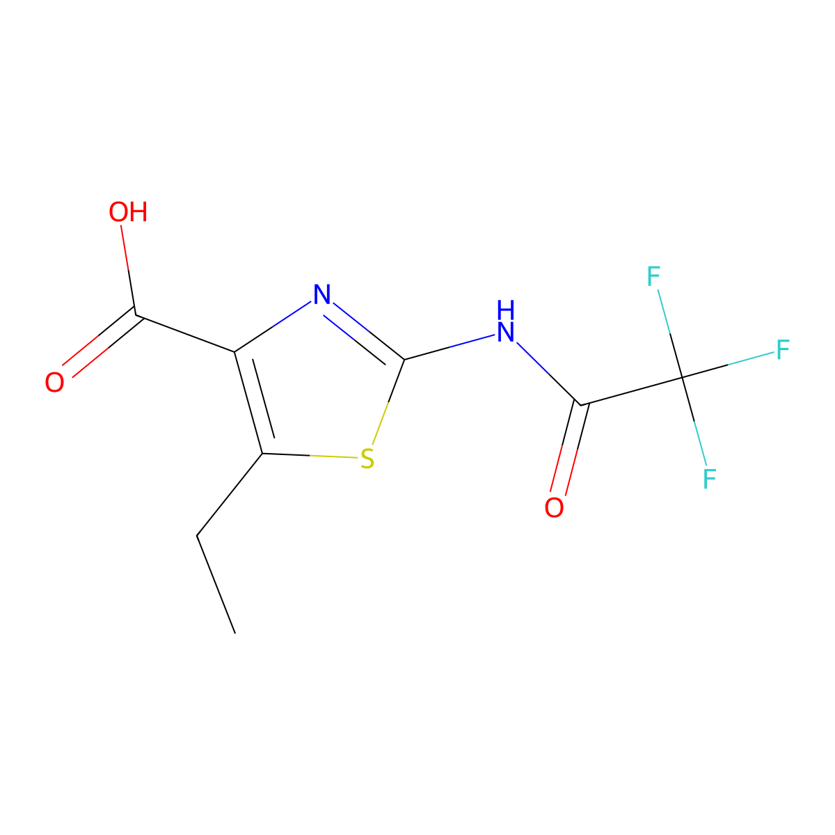 5-Ethyl-2-(2,2,2-trifluoroacetamido)-1,3-thiazole-4-carboxylic acid molecular structure, CAS 2680859-63-4