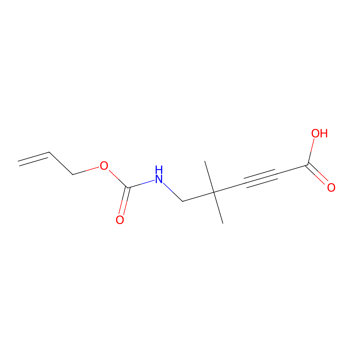 4,4-Dimethyl-5-{[(prop-2-en-1-yloxy)carbonyl]amino}pent-2-ynoic acid molecular structure, CAS 2680859-64-5