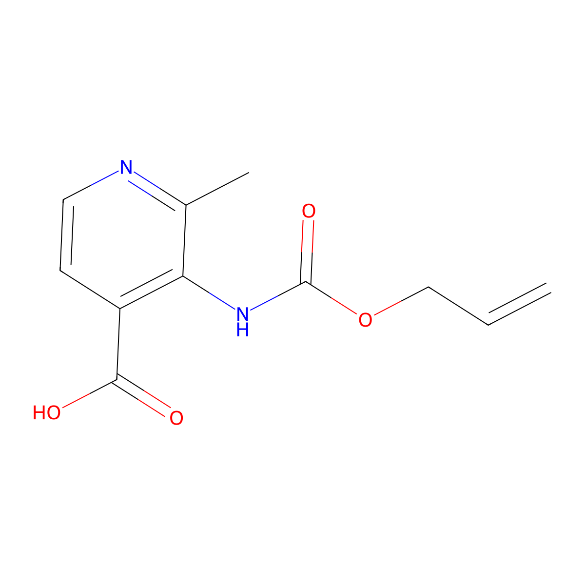 2-Methyl-3-{[(prop-2-en-1-yloxy)carbonyl]amino}pyridine-4-carboxylic acid molecular structure, CAS 2680859-68-9