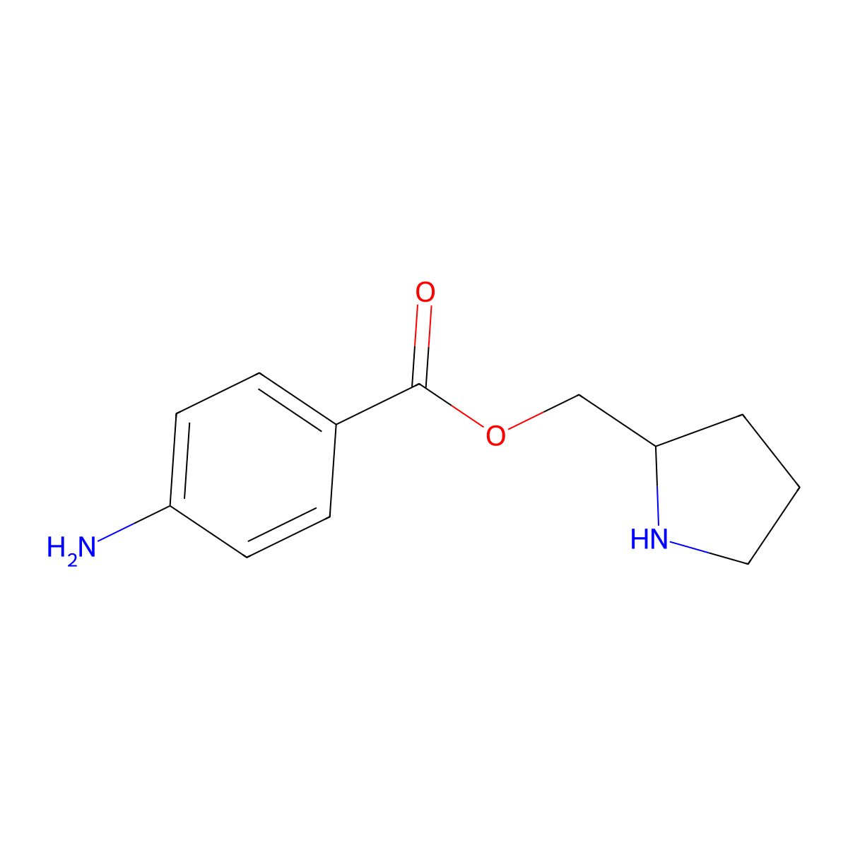 (Pyrrolidin-2-yl)methyl 4-aminobenzoate molecular structure, CAS 2680859-69-0