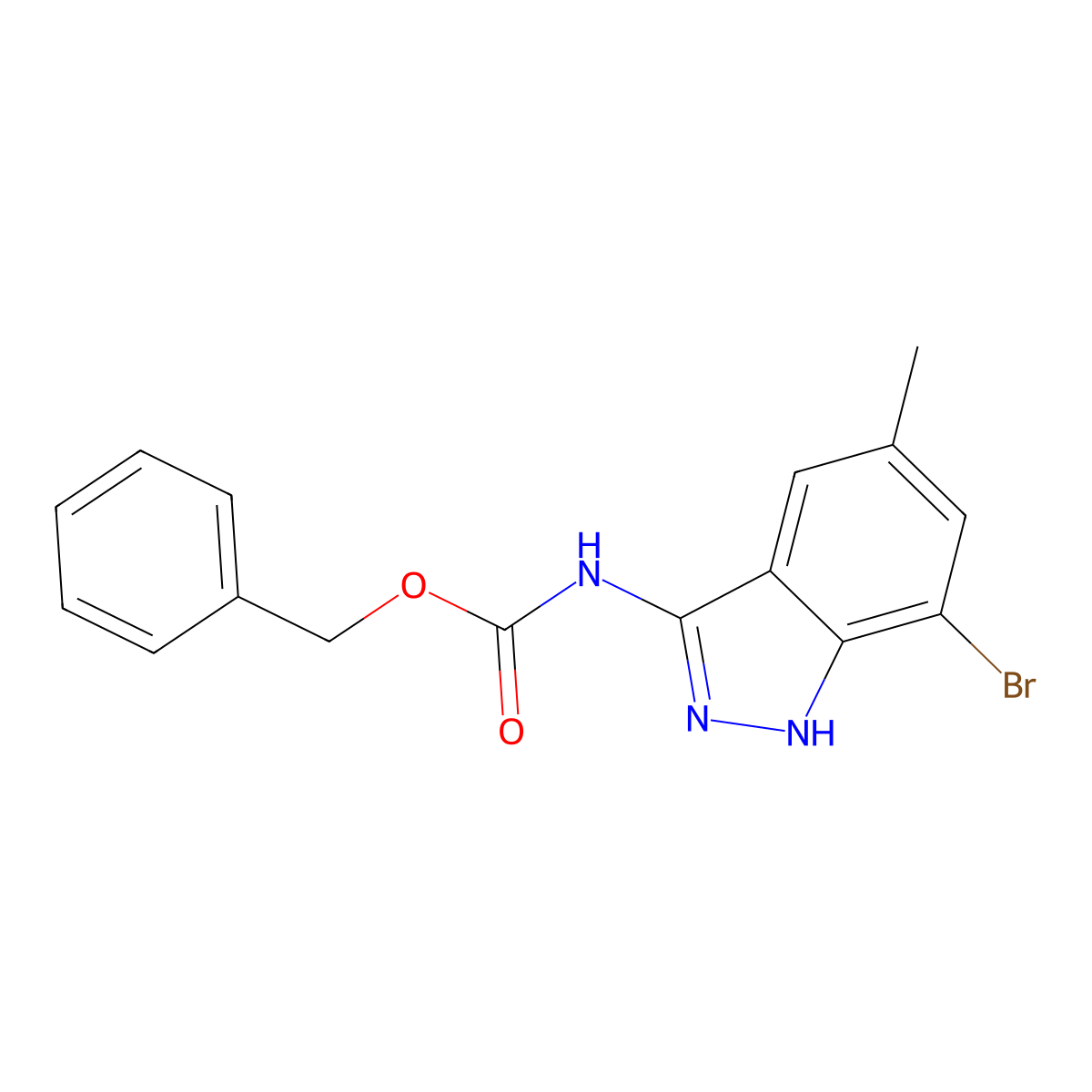 benzyl N-(7-bromo-5-methyl-1H-indazol-3-yl)carbamate molecular structure, CAS 2680859-74-7