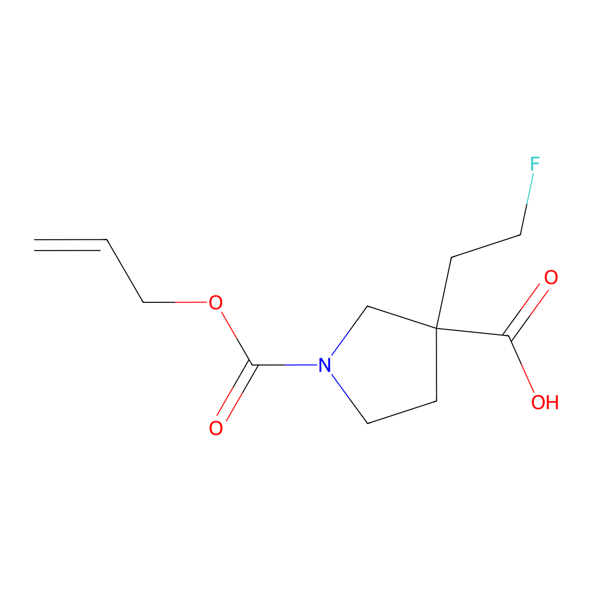 3-(2-Fluoroethyl)-1-[(prop-2-en-1-yloxy)carbonyl]pyrrolidine-3-carboxylic acid molecular structure, CAS 2680859-76-9