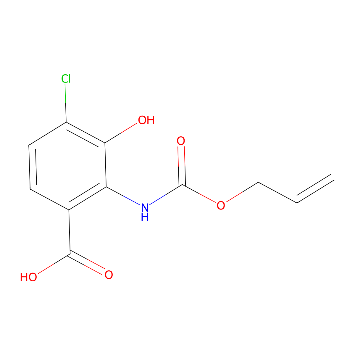 4-Chloro-3-hydroxy-2-{[(prop-2-en-1-yloxy)carbonyl]amino}benzoic acid molecular structure, CAS 2680859-77-0