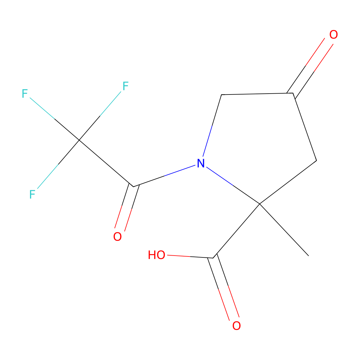 2-Methyl-4-oxo-1-(2,2,2-trifluoroacetyl)pyrrolidine-2-carboxylic acid molecular structure, CAS 2680859-81-6