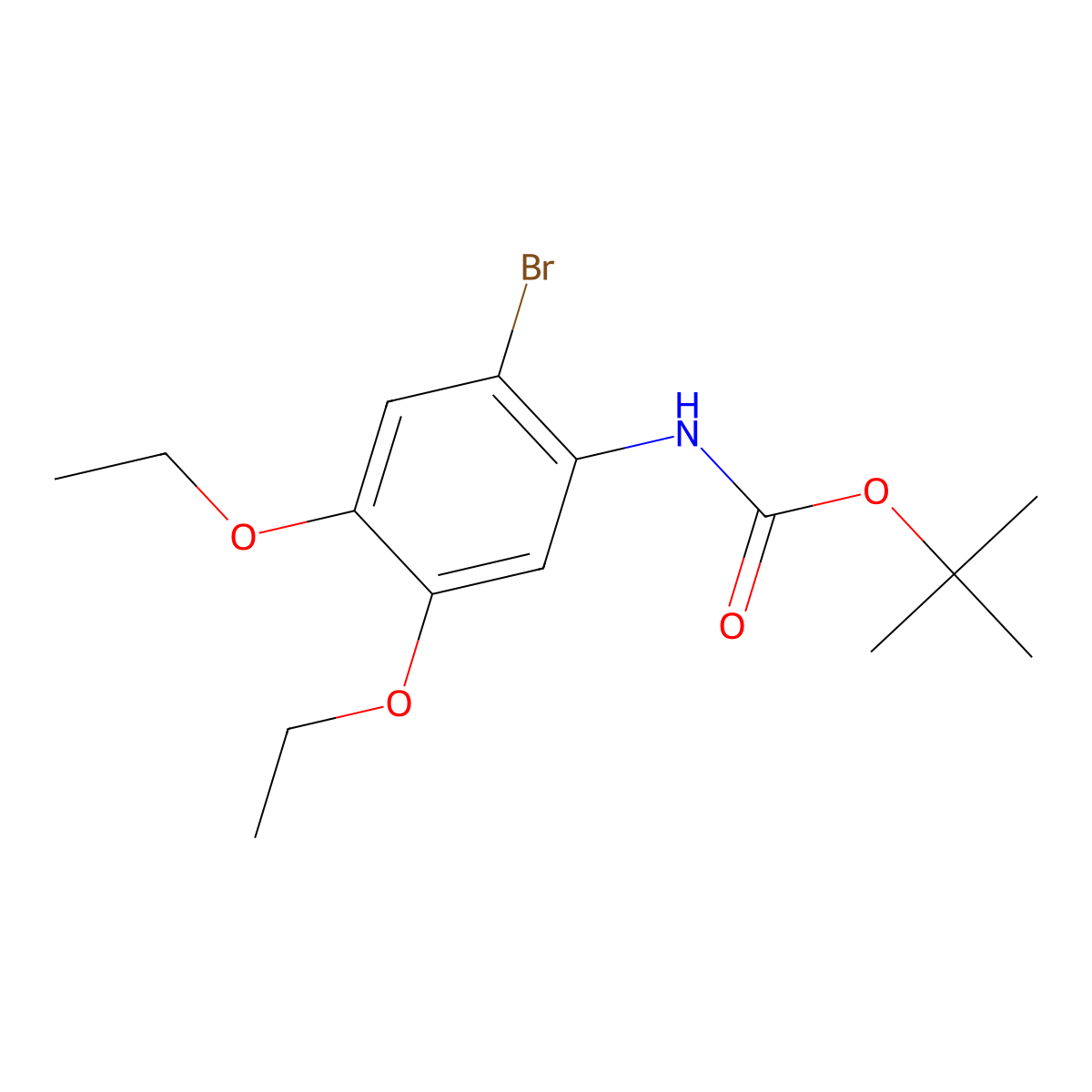 tert-butyl N-(2-bromo-4,5-diethoxyphenyl)carbamate molecular structure, CAS 2680859-85-0