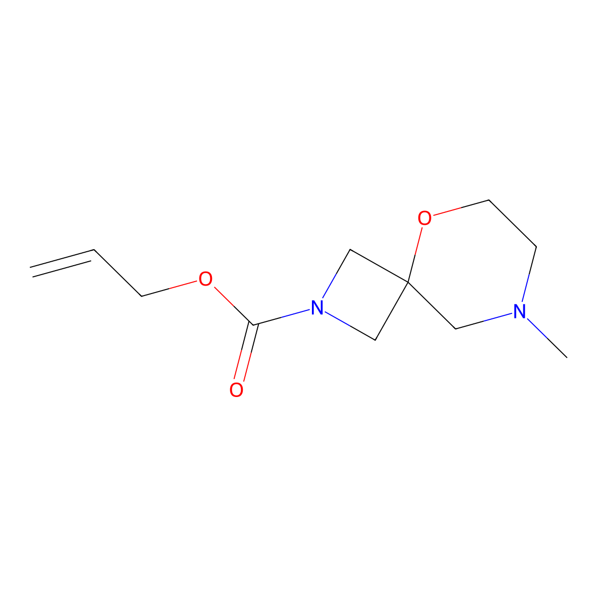 Prop-2-en-1-yl 8-methyl-5-oxa-2,8-diazaspiro[3.5]nonane-2-carboxylate molecular structure, CAS 2680859-91-8