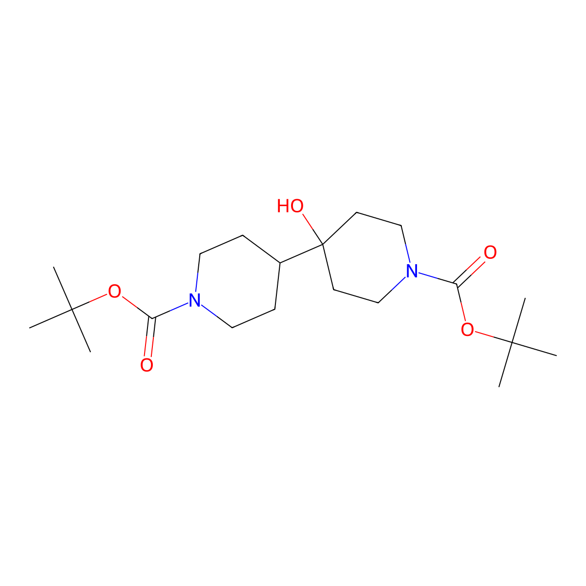 1,1'-Di-tert-butyl 4-hydroxy-[4,4'-bipiperidine]-1,1'-dicarboxylate molecular structure, CAS 2680859-95-2