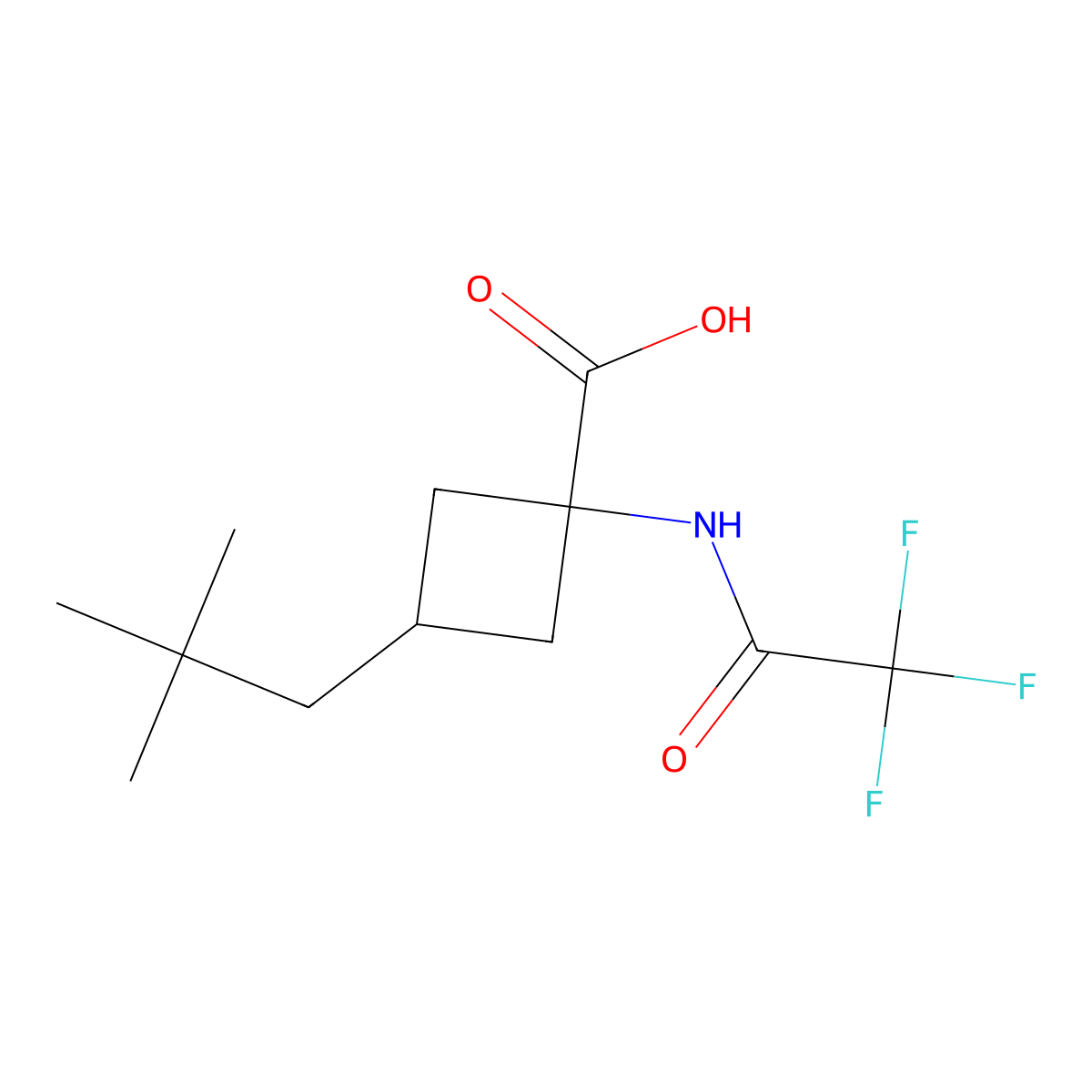3-(2,2-Dimethylpropyl)-1-(2,2,2-trifluoroacetamido)cyclobutane-1-carboxylic acid molecular structure, CAS 2680859-96-3
