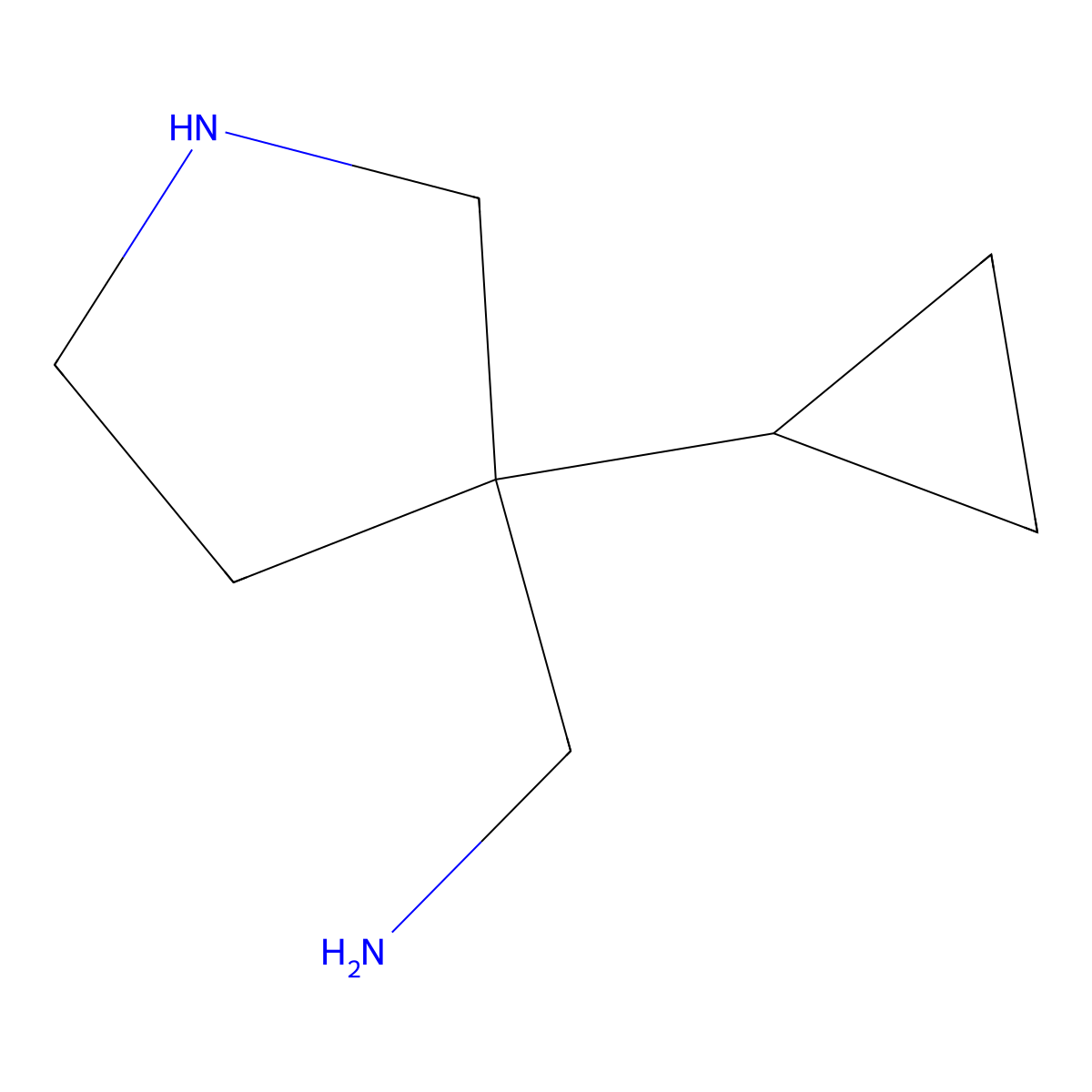 (3-Cyclopropylpyrrolidin-3-yl)methanamine molecular structure, CAS 2680859-97-4