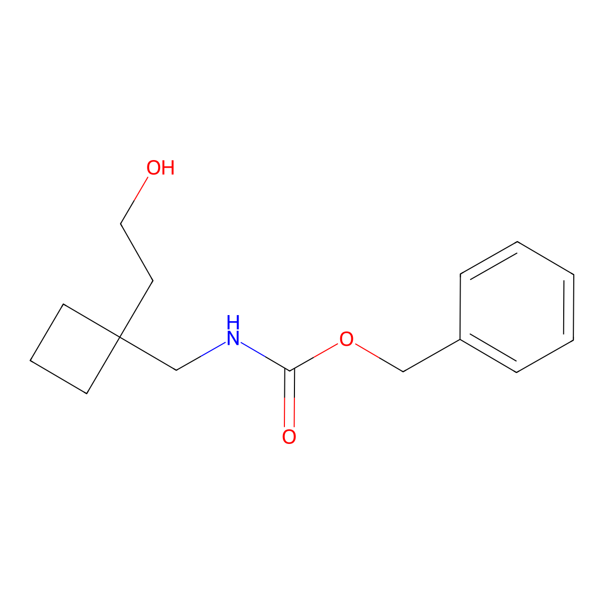 benzyl N-{[1-(2-hydroxyethyl)cyclobutyl]methyl}carbamate molecular structure, CAS 2680859-99-6