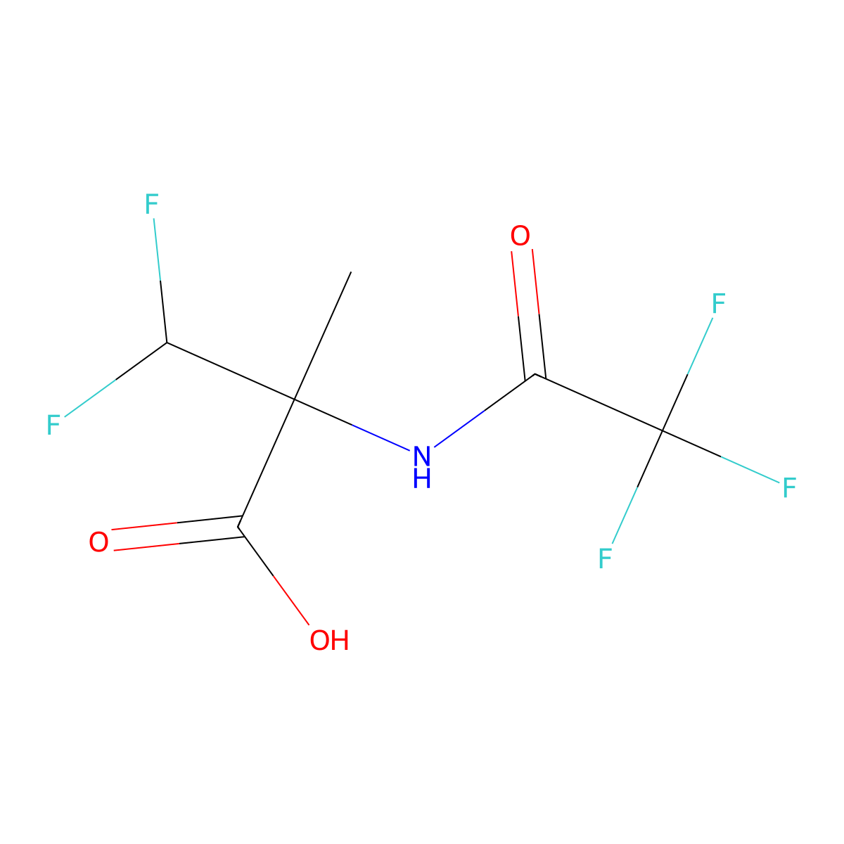 3,3-Difluoro-2-methyl-2-(trifluoroacetamido)propanoic acid molecular structure, CAS 2680860-07-3