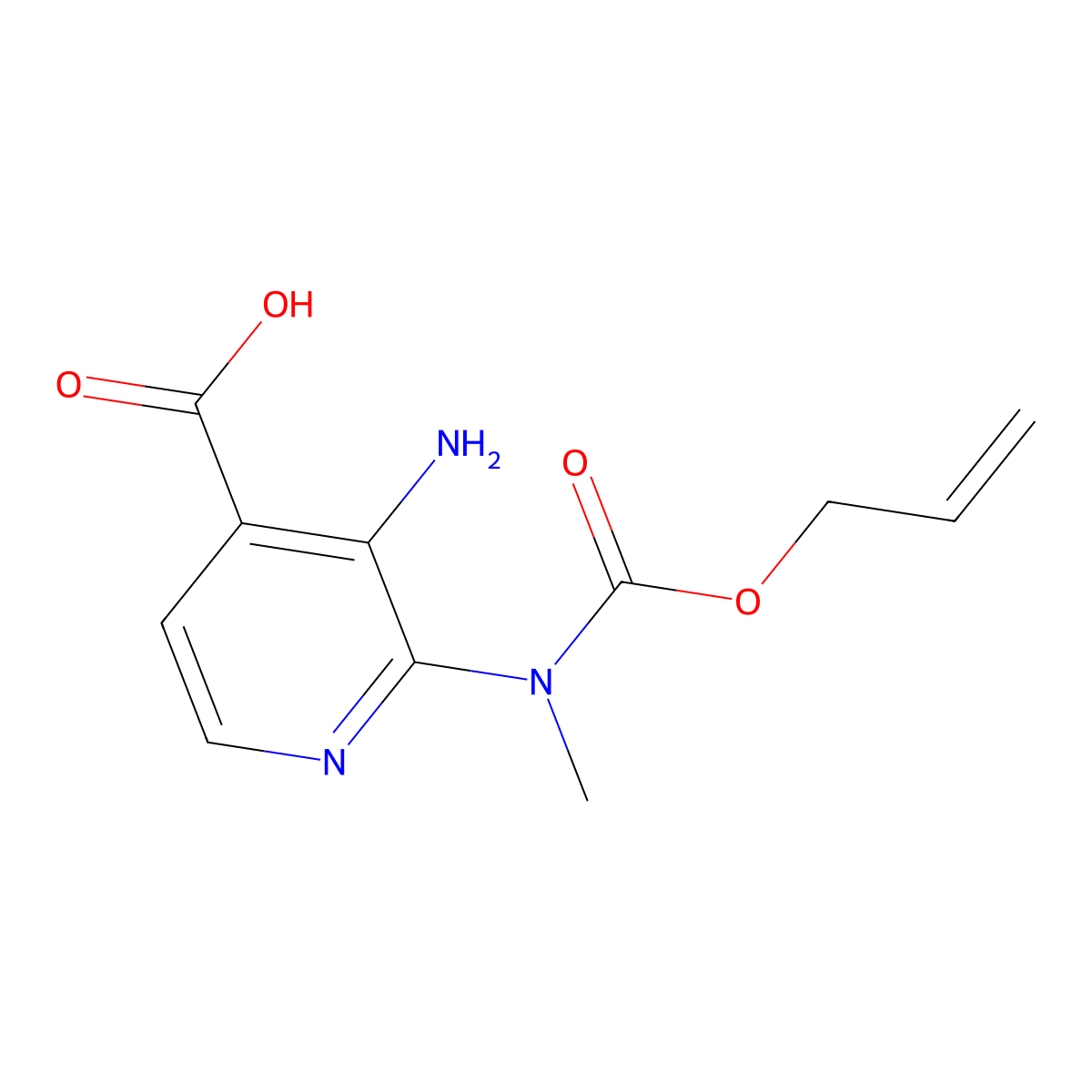 3-Amino-2-{methyl[(prop-2-en-1-yloxy)carbonyl]amino}pyridine-4-carboxylic acid molecular structure, CAS 2680860-10-8