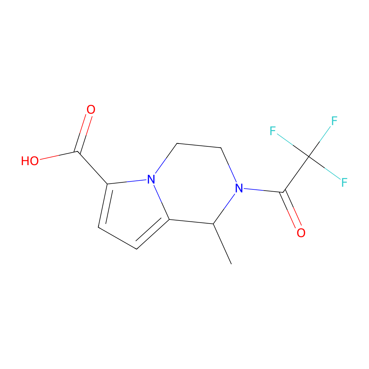 1-methyl-2-(2,2,2-trifluoroacetyl)-1H,2H,3H,4H-pyrrolo[1,2-a]pyrazine-6-carboxylic acid molecular structure, CAS 2680860-19-7