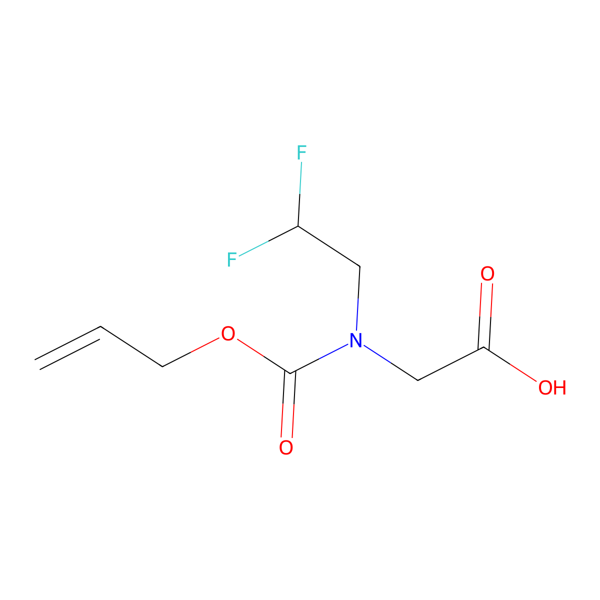 2-[(2,2-Difluoroethyl)[(prop-2-en-1-yloxy)carbonyl]amino]acetic acid molecular structure, CAS 2680860-21-1