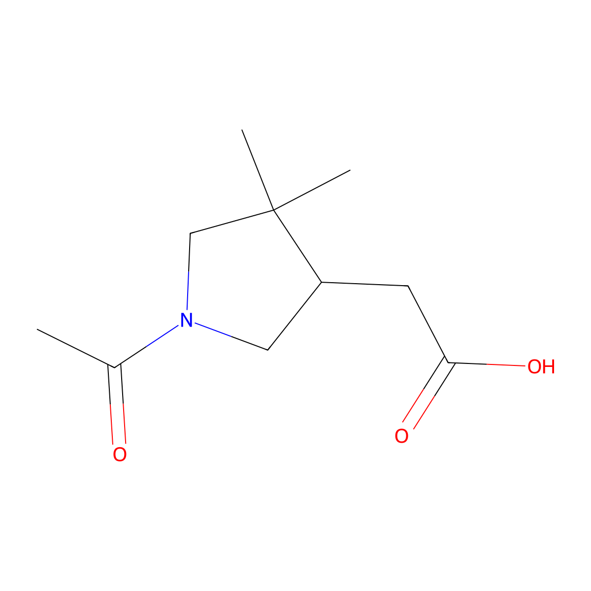 2-(1-Acetyl-4,4-dimethylpyrrolidin-3-yl)acetic acid molecular structure, CAS 2680860-26-6