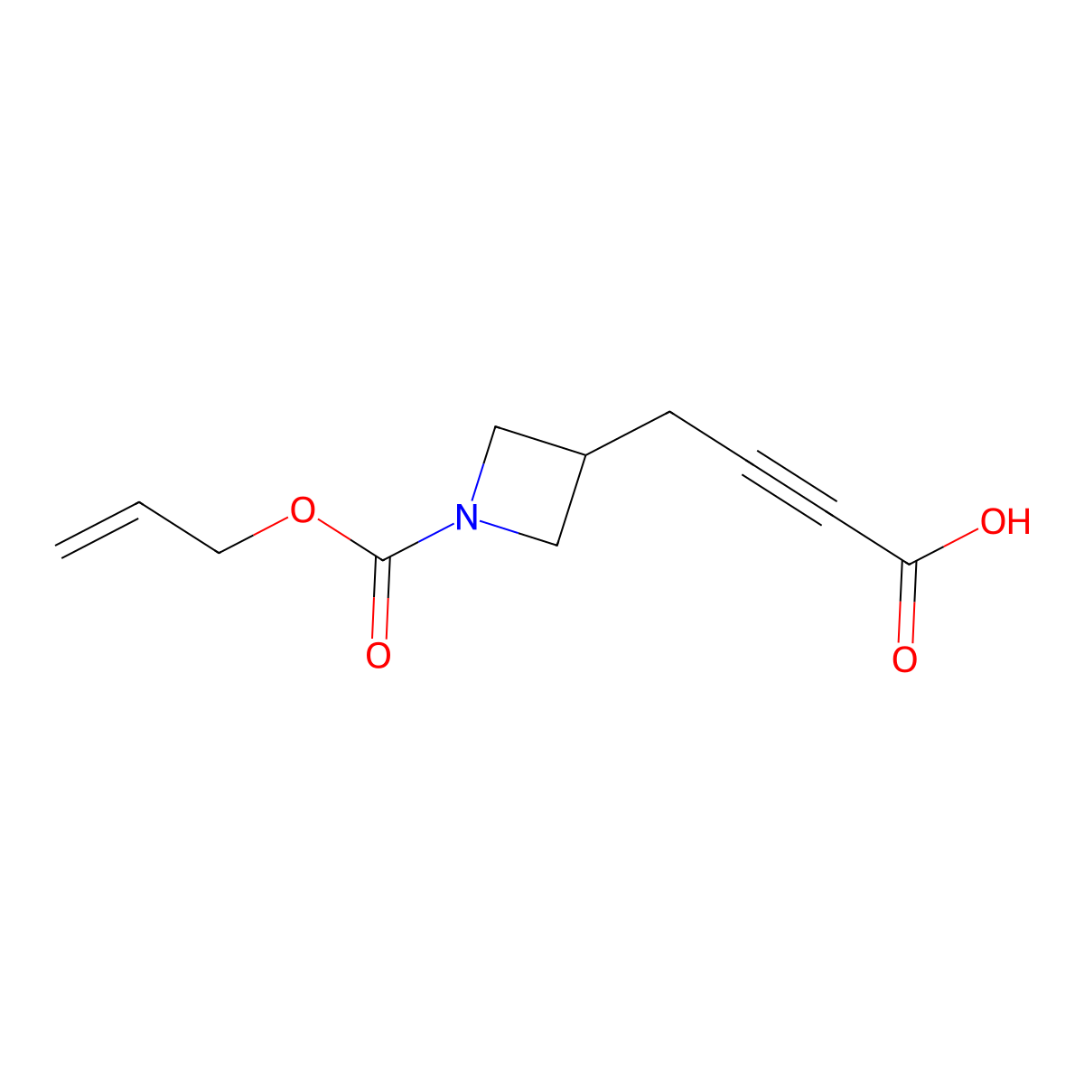 4-{1-[(Prop-2-en-1-yloxy)carbonyl]azetidin-3-yl}but-2-ynoic acid molecular structure, CAS 2680860-30-2