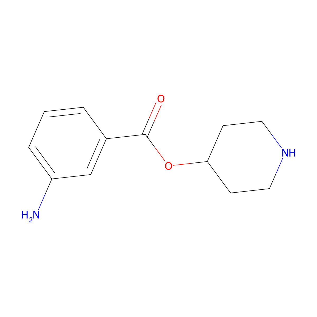 Piperidin-4-yl 3-aminobenzoate molecular structure, CAS 2680860-36-8