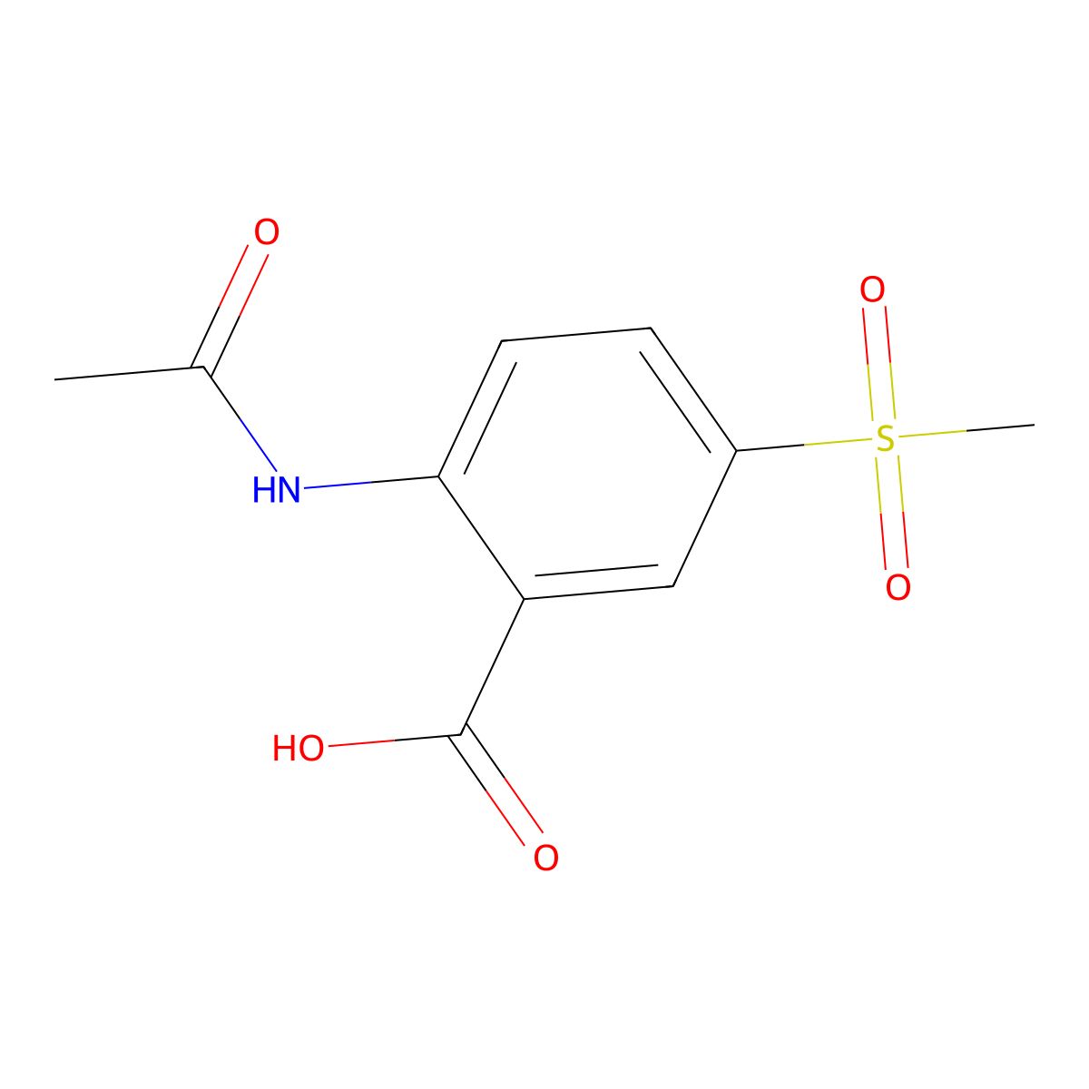 2-Acetamido-5-methanesulfonylbenzoic acid molecular structure, CAS 2680860-40-4