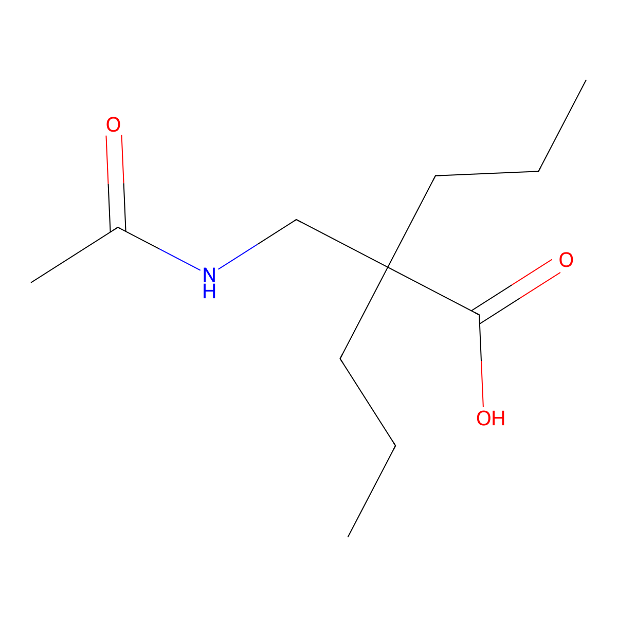 2-(Acetamidomethyl)-2-propylpentanoic acid molecular structure, CAS 2680860-41-5