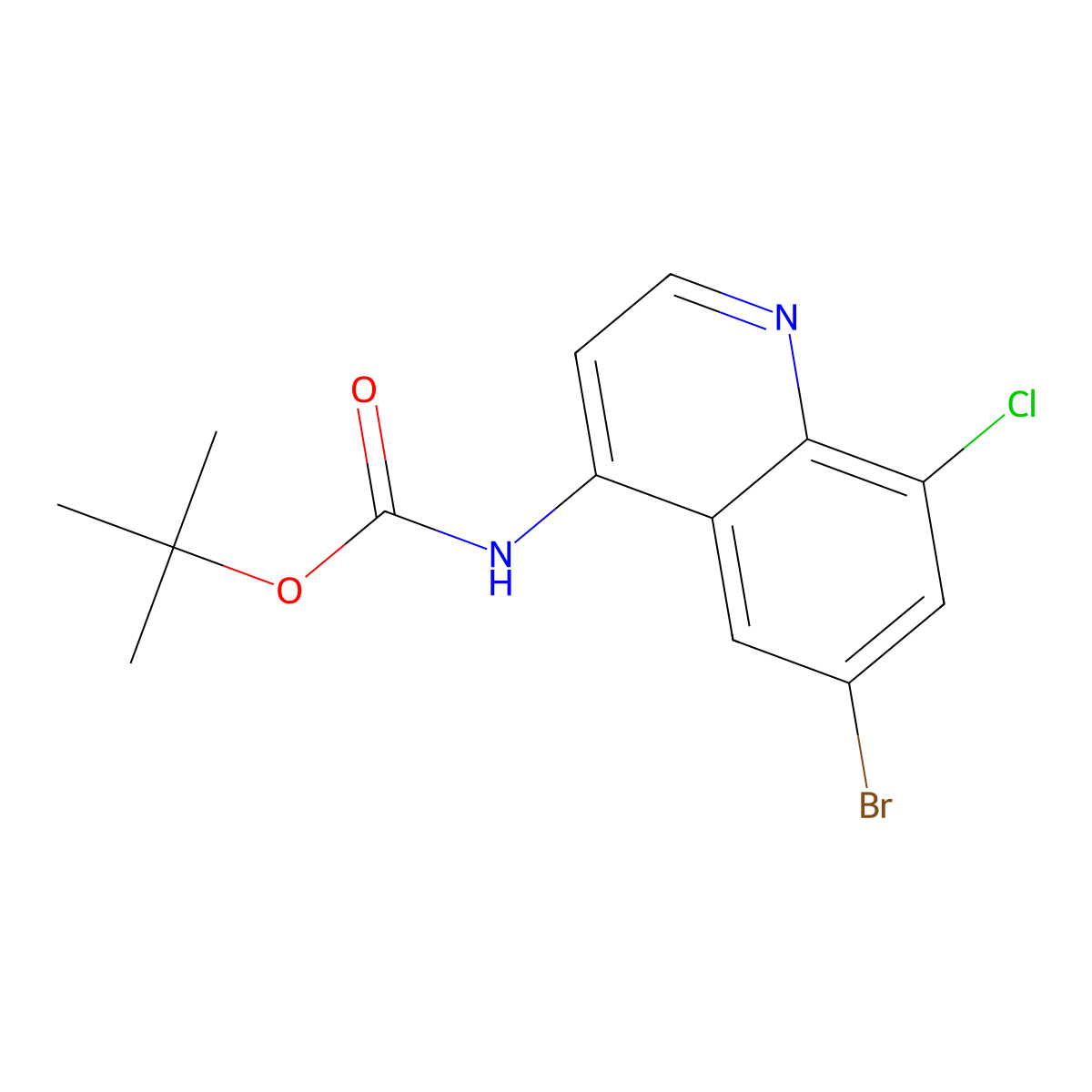 tert-butyl N-(6-bromo-8-chloroquinolin-4-yl)carbamate molecular structure, CAS 2680860-45-9
