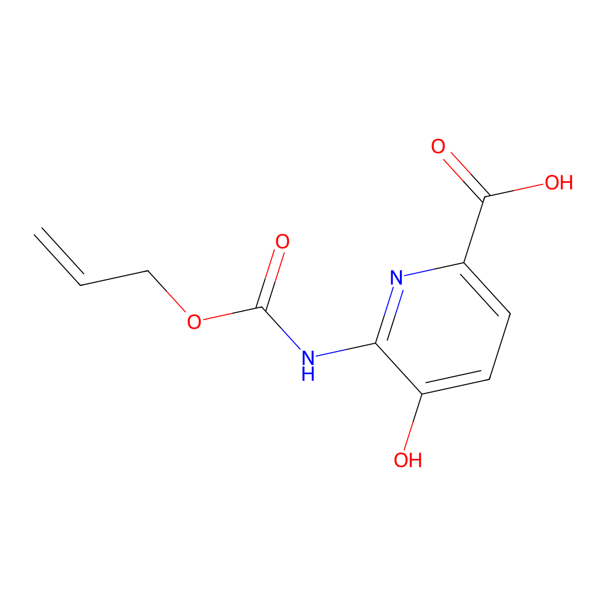 5-Hydroxy-6-{[(prop-2-en-1-yloxy)carbonyl]amino}pyridine-2-carboxylic acid molecular structure, CAS 2680860-52-8