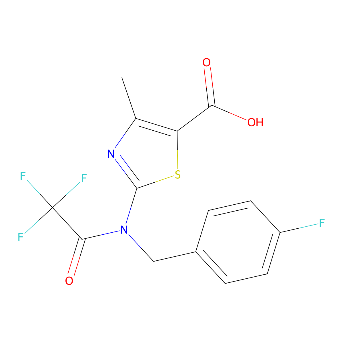 4-methyl-2-{2,2,2-trifluoro-N-[(4-fluorophenyl)methyl]acetamido}-1,3-thiazole-5-carboxylic acid molecular structure, CAS 2680860-55-1