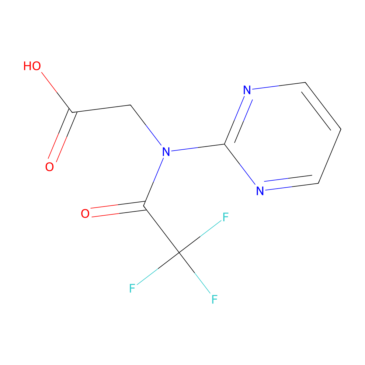2-[2,2,2-trifluoro-N-(pyrimidin-2-yl)acetamido]acetic acid molecular structure, CAS 2680860-57-3