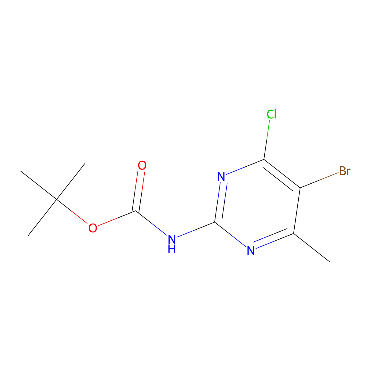 tert-butyl N-(5-bromo-4-chloro-6-methylpyrimidin-2-yl)carbamate molecular structure, CAS 2680860-59-5
