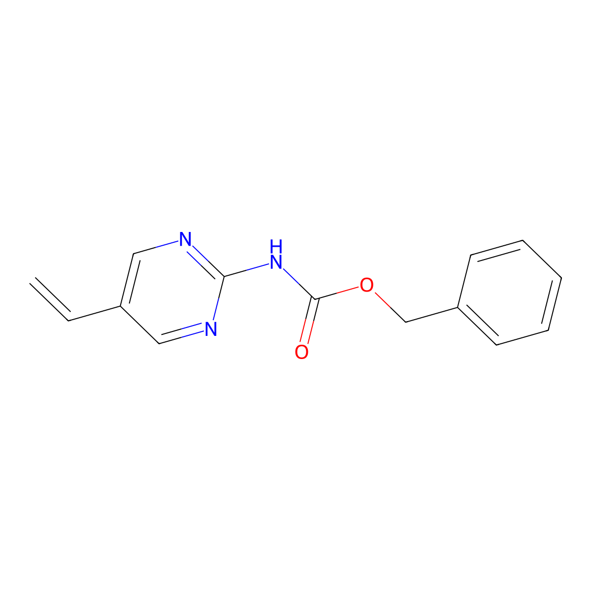 benzyl N-(5-ethenylpyrimidin-2-yl)carbamate molecular structure, CAS 2680860-61-9