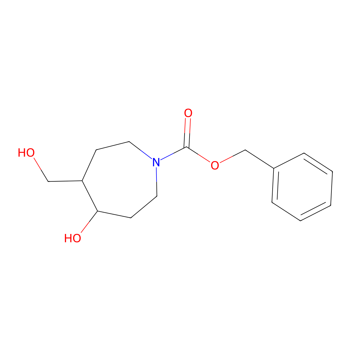 Benzyl 4-hydroxy-5-(hydroxymethyl)azepane-1-carboxylate molecular structure, CAS 2680860-76-6