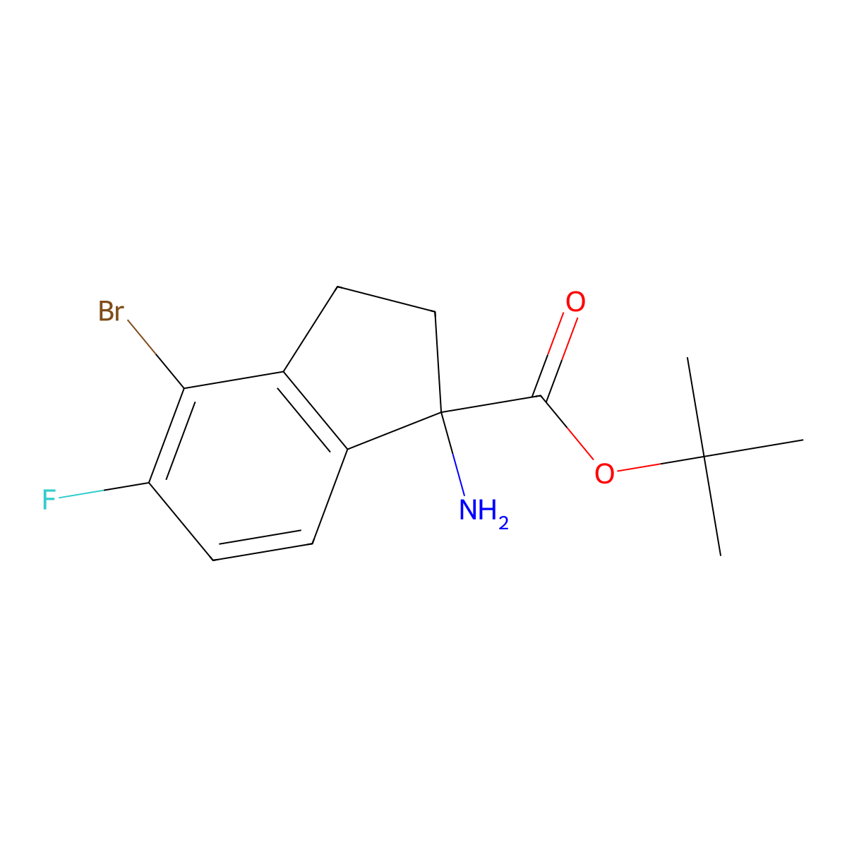 tert-butyl 1-amino-4-bromo-5-fluoro-2,3-dihydro-1H-indene-1-carboxylate molecular structure, CAS 2680860-87-9