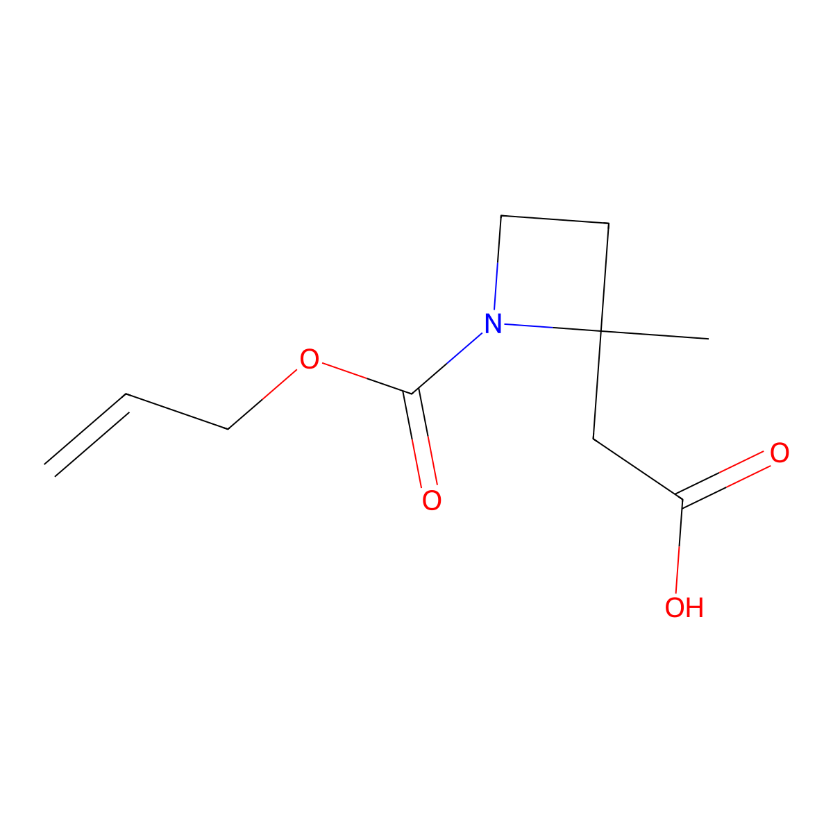 2-{2-Methyl-1-[(prop-2-en-1-yloxy)carbonyl]azetidin-2-yl}acetic acid molecular structure, CAS 2680860-89-1