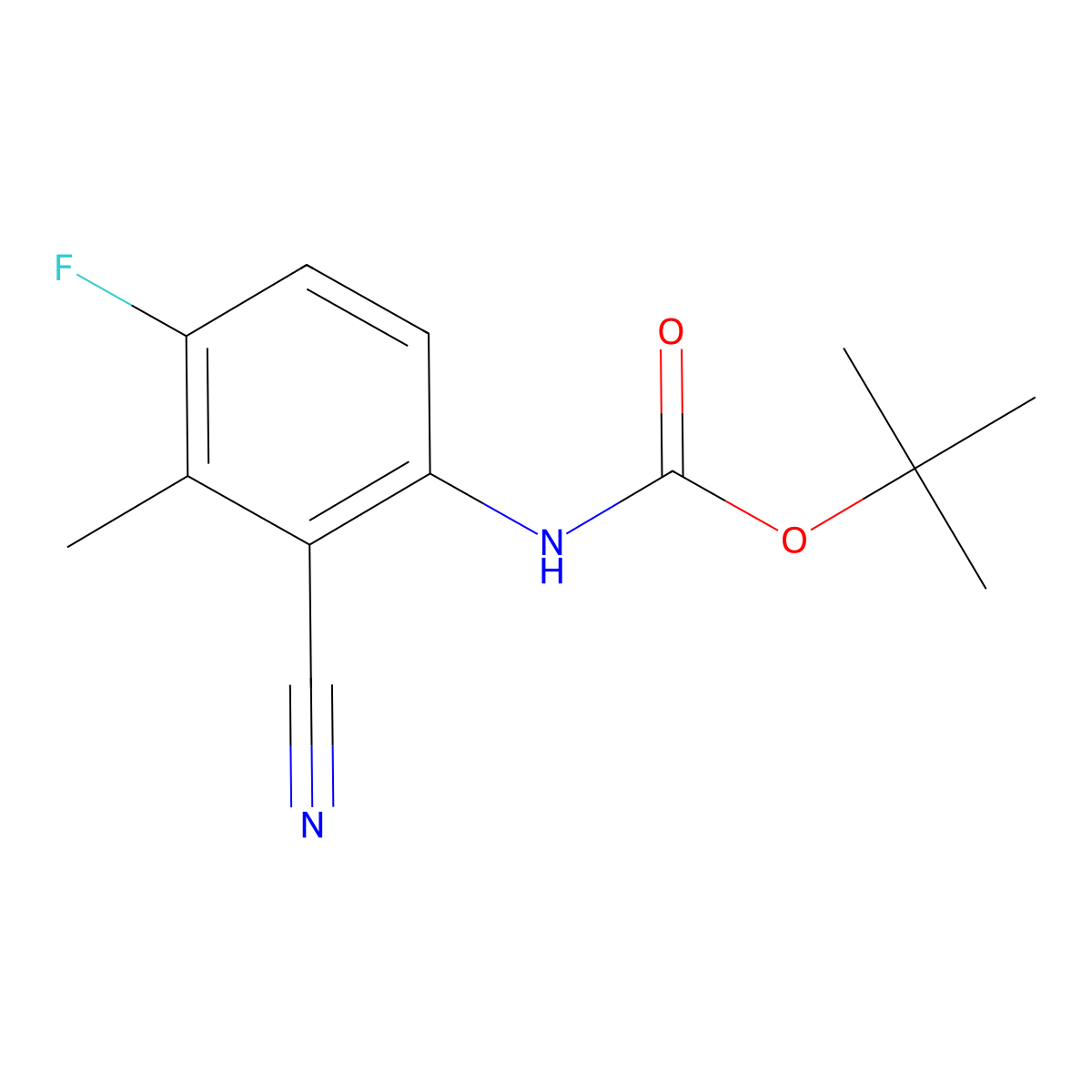 tert-butyl N-(2-cyano-4-fluoro-3-methylphenyl)carbamate molecular structure, CAS 2680861-02-1