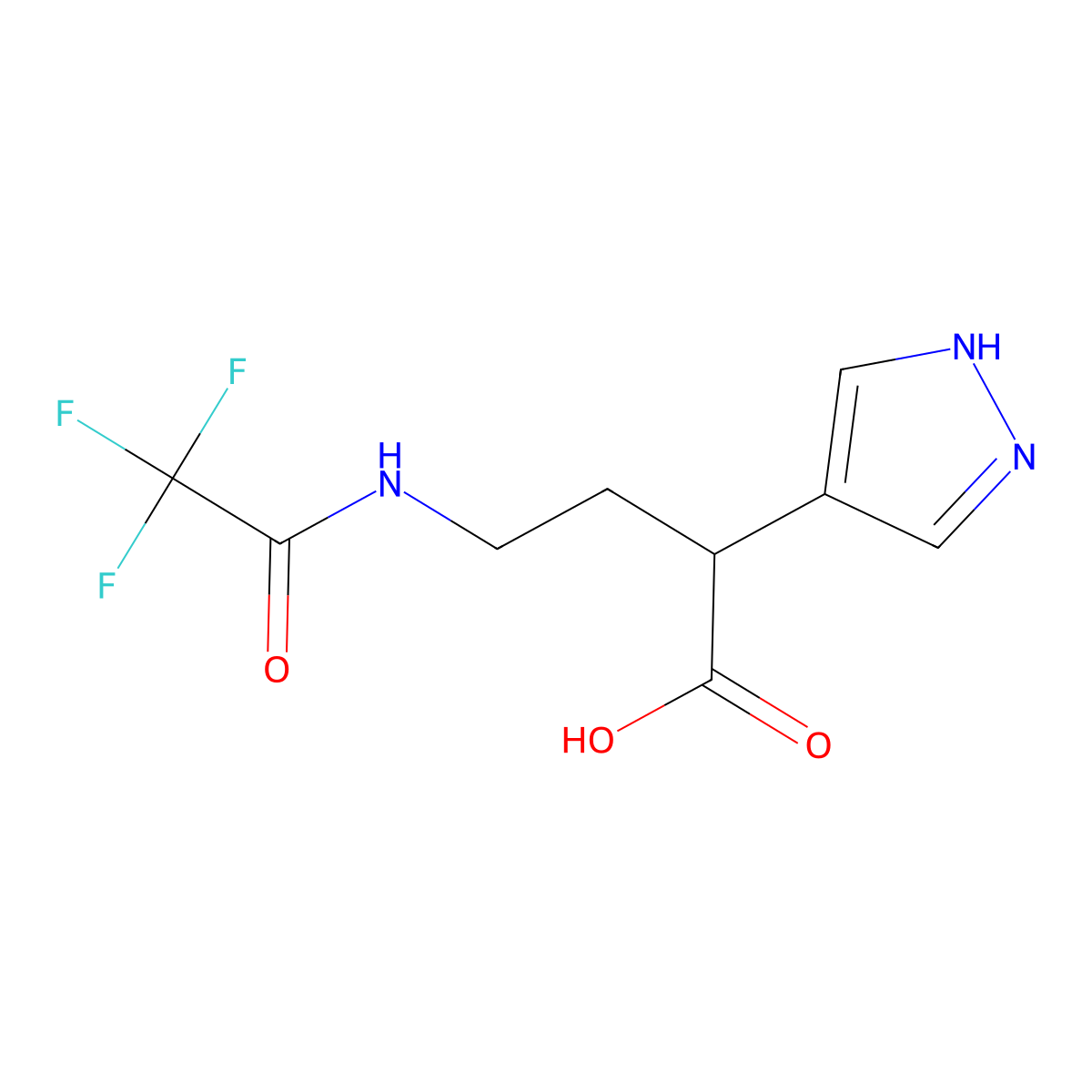 2-(1H-pyrazol-4-yl)-4-(2,2,2-trifluoroacetamido)butanoic acid molecular structure, CAS 2680861-03-2