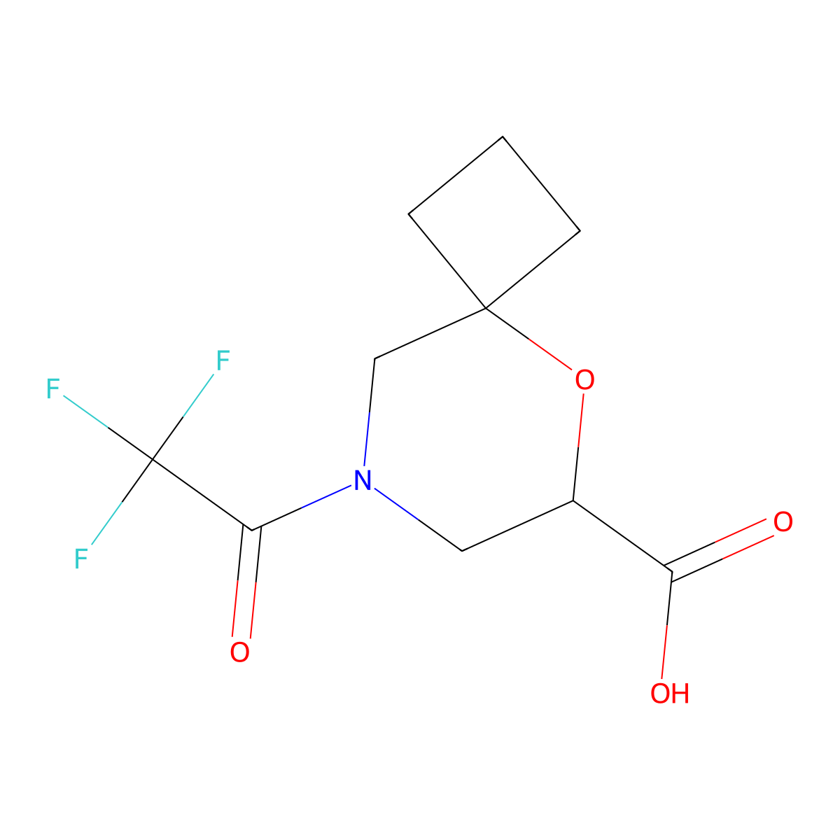 8-(2,2,2-Trifluoroacetyl)-5-oxa-8-azaspiro[3.5]nonane-6-carboxylic acid molecular structure, CAS 2680861-04-3