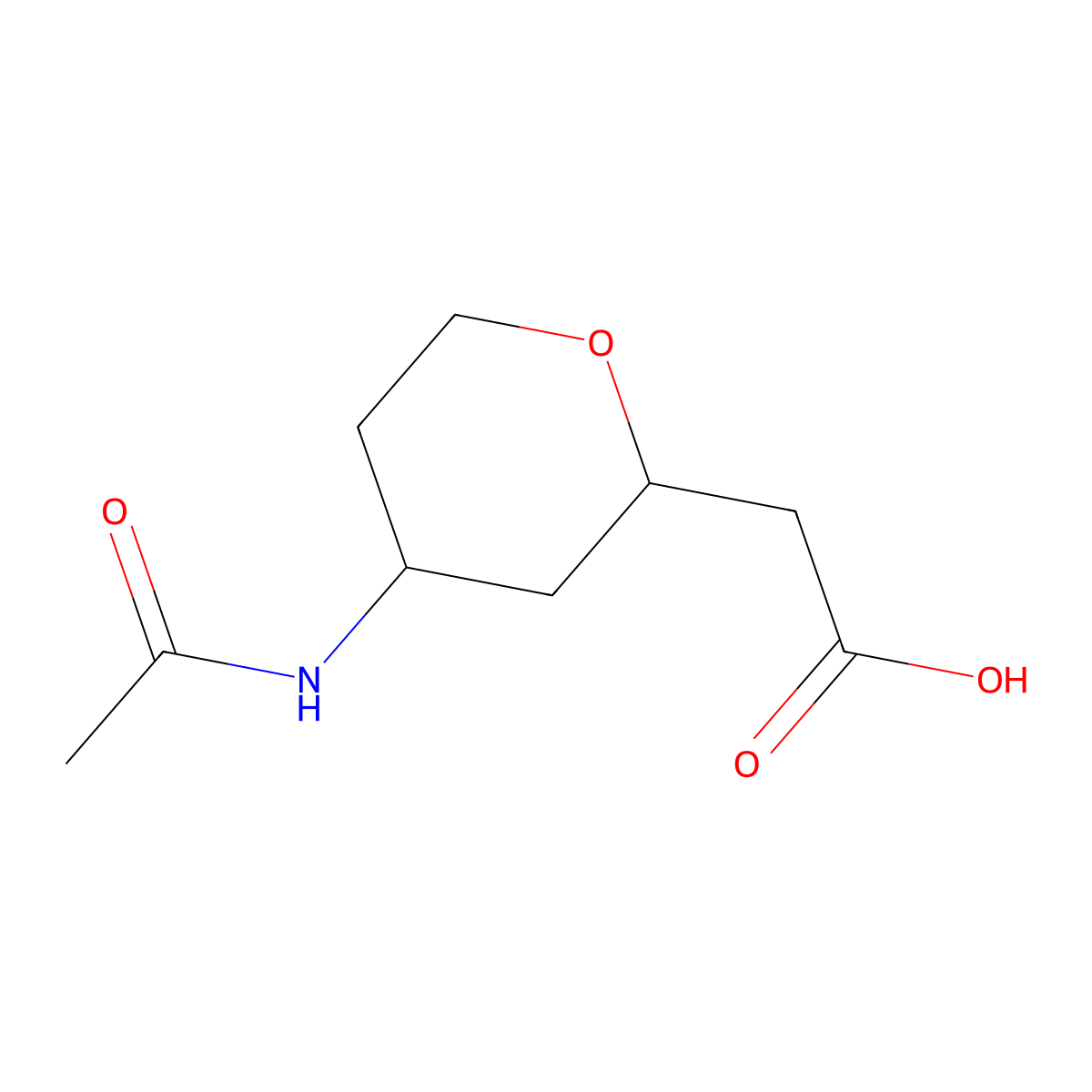 2-(4-Acetamidooxan-2-yl)acetic acid molecular structure, CAS 2680861-07-6