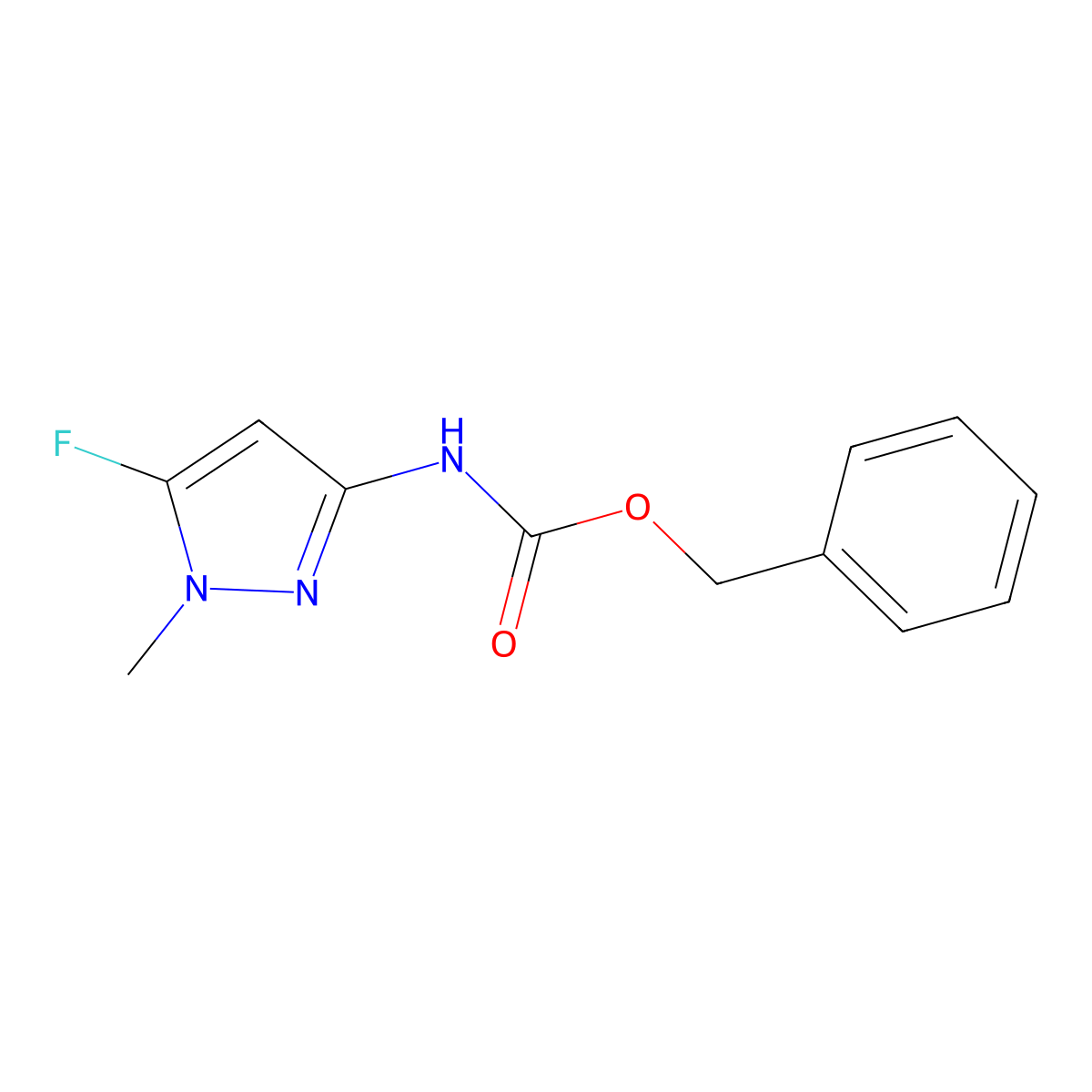benzyl N-(5-fluoro-1-methyl-1H-pyrazol-3-yl)carbamate molecular structure, CAS 2680861-14-5