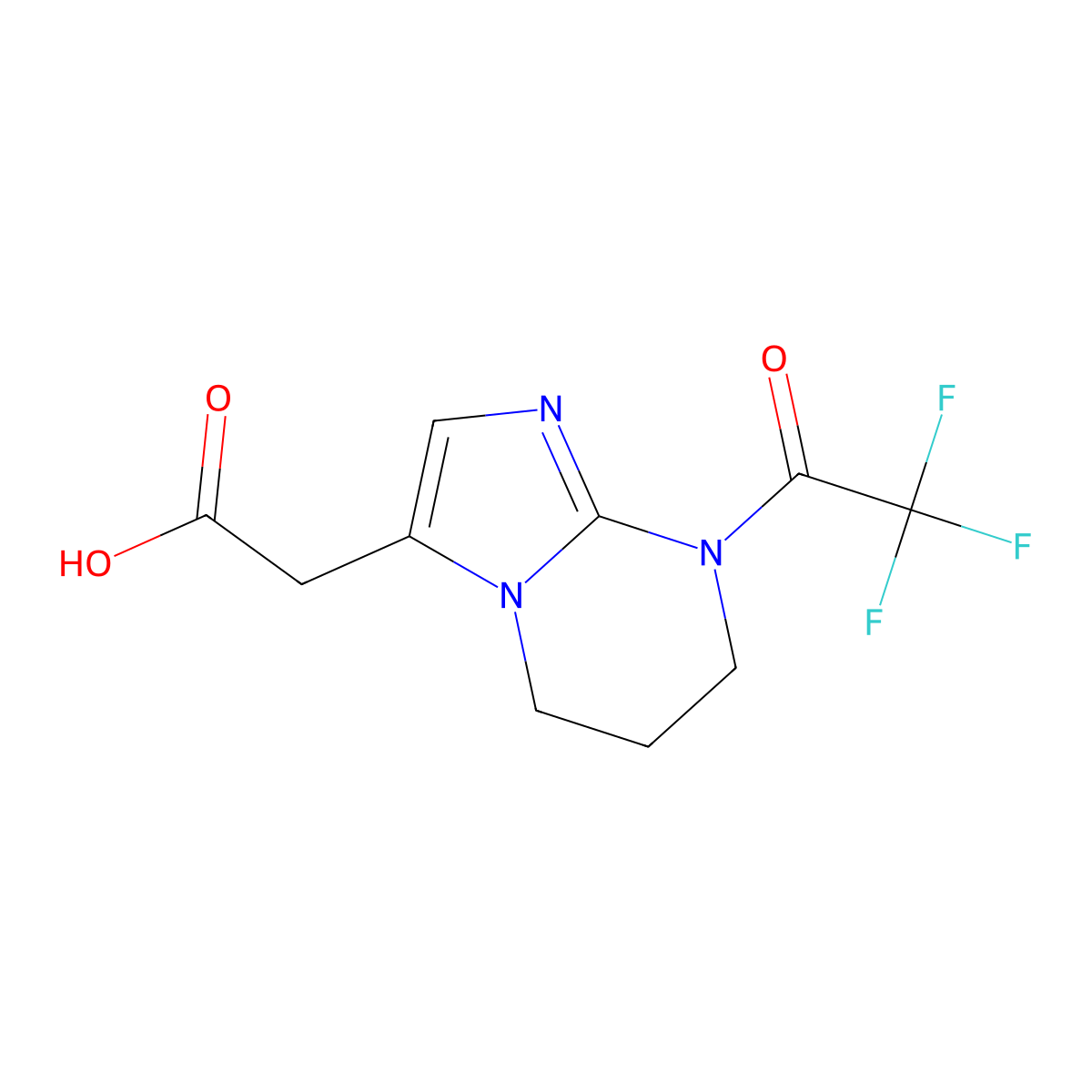 2-[8-(2,2,2-trifluoroacetyl)-5H,6H,7H,8H-imidazo[1,2-a]pyrimidin-3-yl]acetic acid molecular structure, CAS 2680861-21-4