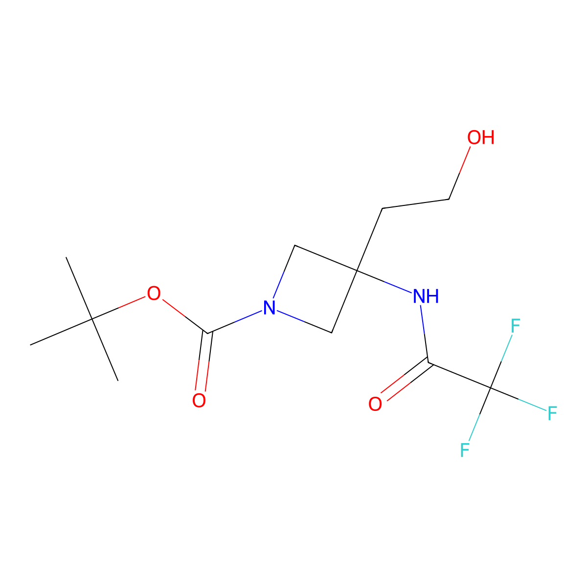Tert-butyl 3-(2-hydroxyethyl)-3-(trifluoroacetamido)azetidine-1-carboxylate molecular structure, CAS 2680861-24-7