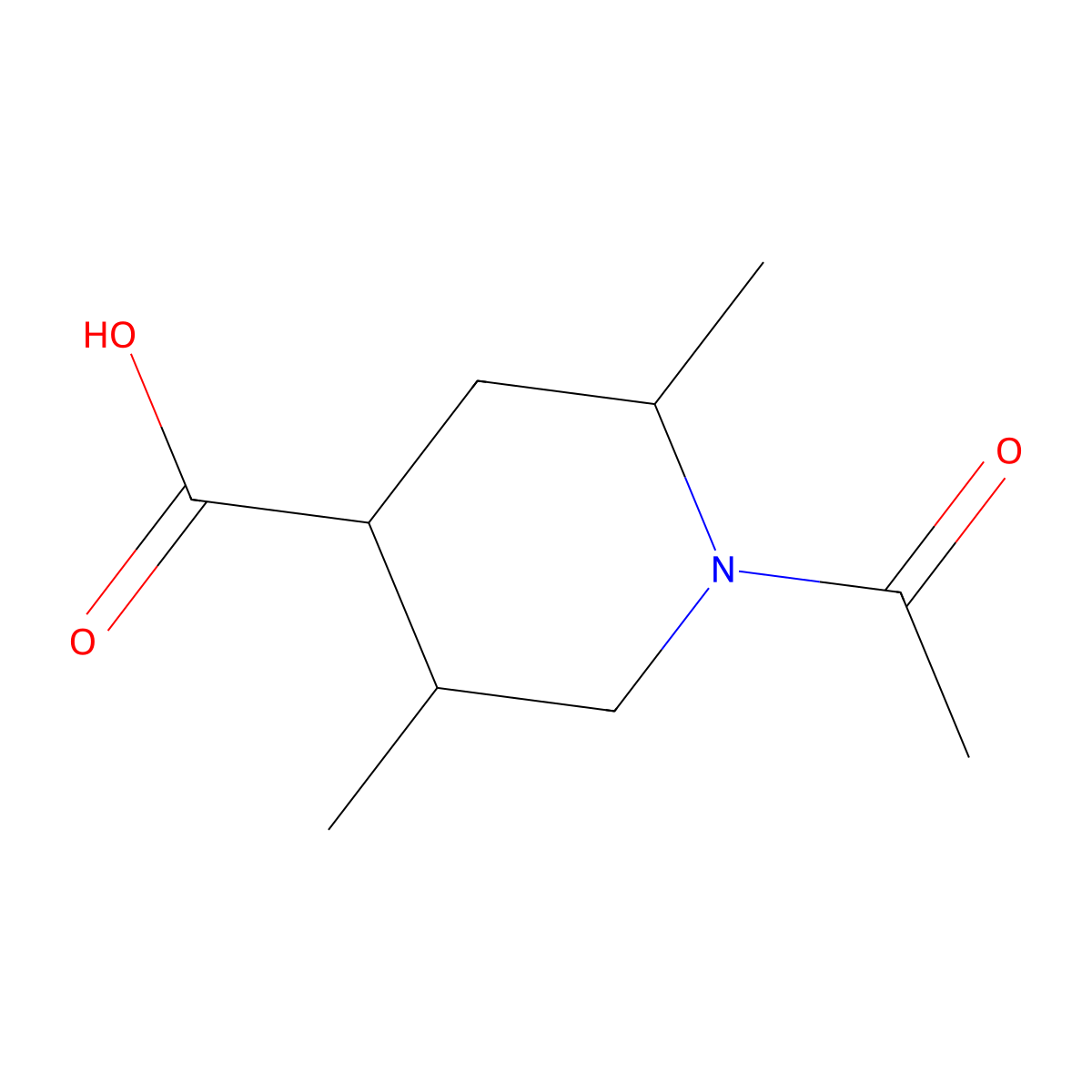 1-Acetyl-2,5-dimethylpiperidine-4-carboxylic acid molecular structure, CAS 2680861-30-5