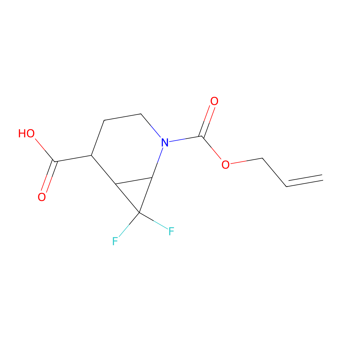 7,7-Difluoro-2-[(prop-2-en-1-yloxy)carbonyl]-2-azabicyclo[4.1.0]heptane-5-carboxylic acid molecular structure, CAS 2680861-33-8
