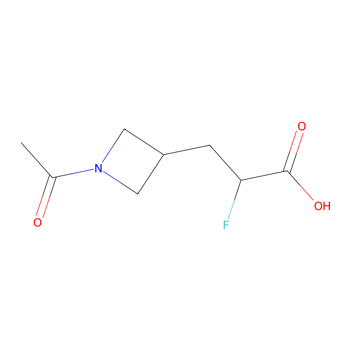 3-(1-Acetylazetidin-3-yl)-2-fluoropropanoic acid molecular structure, CAS 2680861-35-0