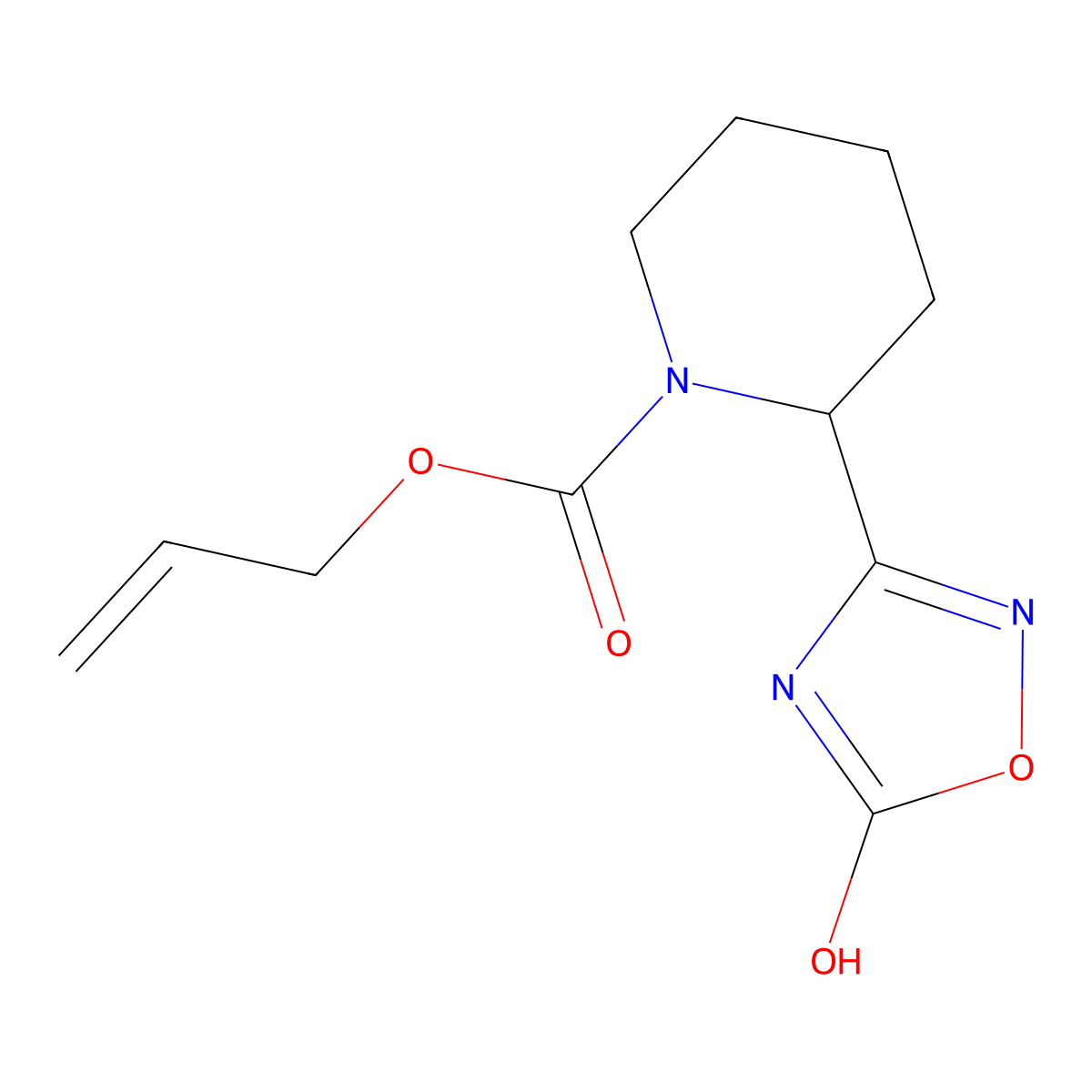 Prop-2-en-1-yl 2-(5-hydroxy-1,2,4-oxadiazol-3-yl)piperidine-1-carboxylate molecular structure, CAS 2680861-37-2