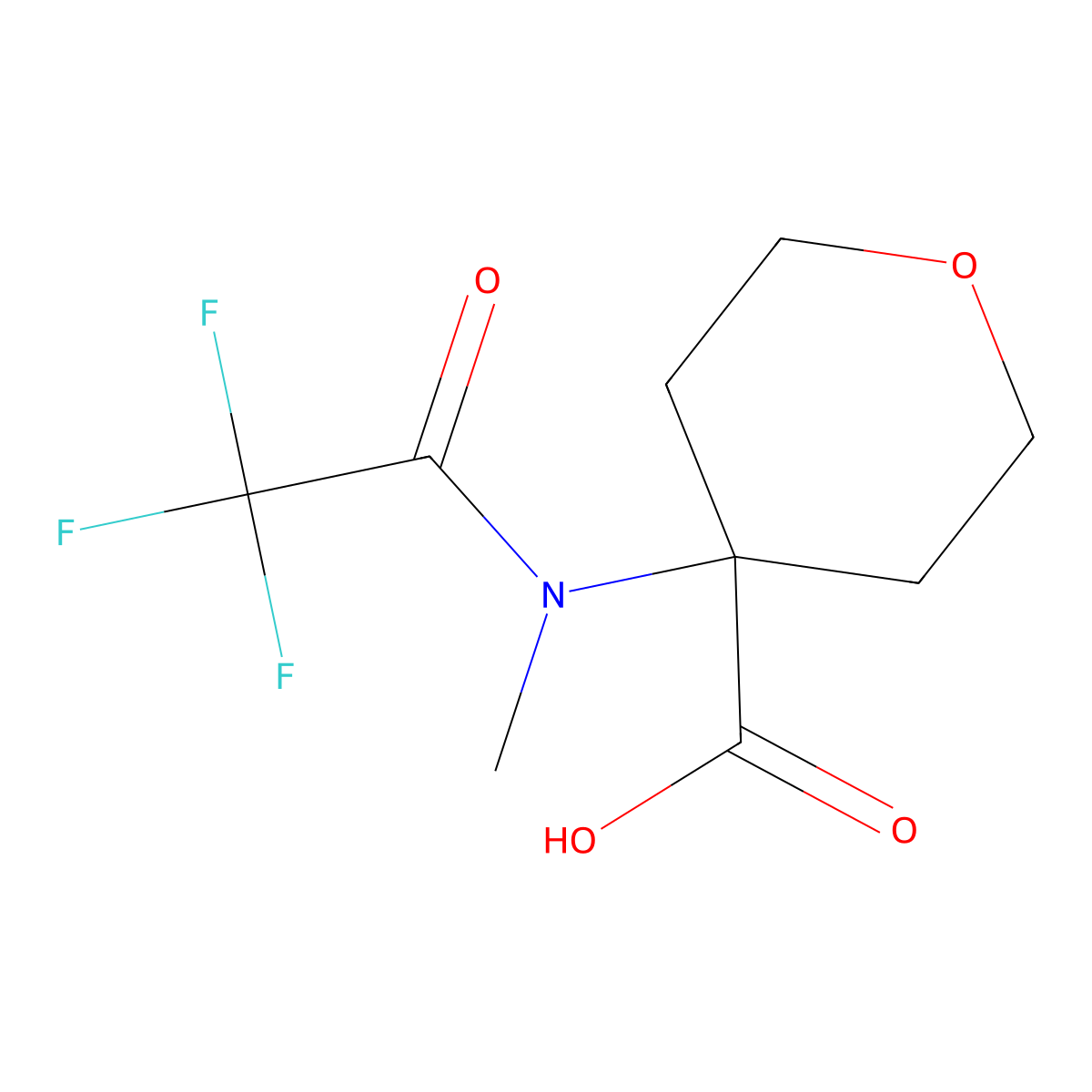 4-(2,2,2-trifluoro-N-methylacetamido)oxane-4-carboxylic acid molecular structure, CAS 2680861-43-0