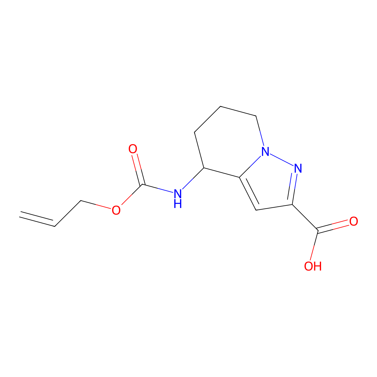 4-{[(prop-2-en-1-yloxy)carbonyl]amino}-4H,5H,6H,7H-pyrazolo[1,5-a]pyridine-2-carboxylic acid molecular structure, CAS 2680861-44-1