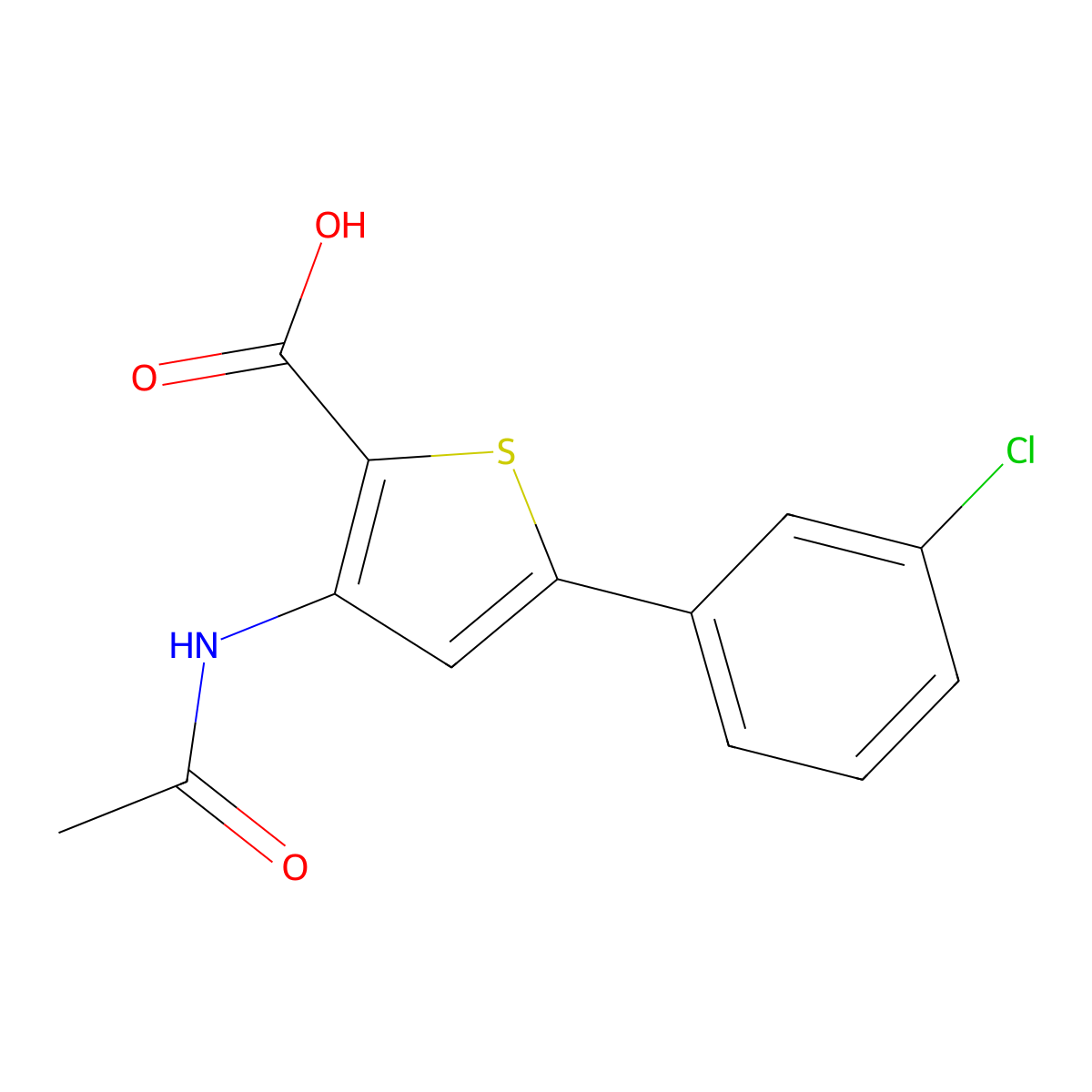 5-(3-Chlorophenyl)-3-acetamidothiophene-2-carboxylic acid molecular structure, CAS 2680861-52-1